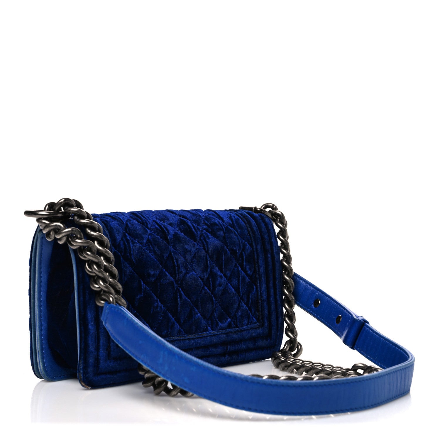Chanel Velvet Quilted Small Boy Flap Blue 3 of 12