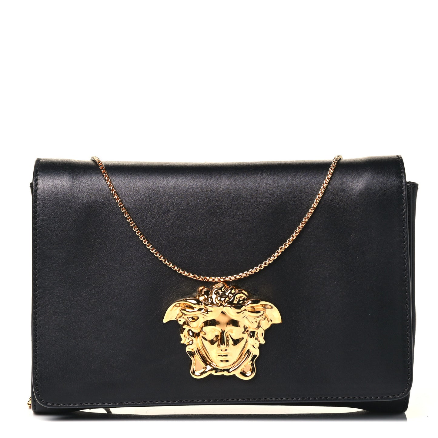 Vitello Palazzo Medusa Evening Clutch Bag Black