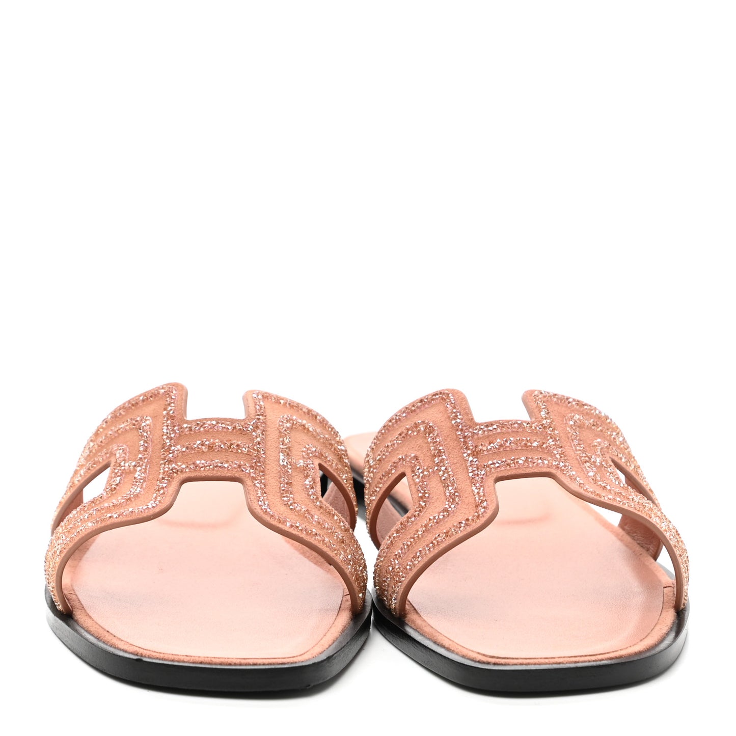 Suede Goatskin Crystal Oran Sandals 36 Rose Aube Nude