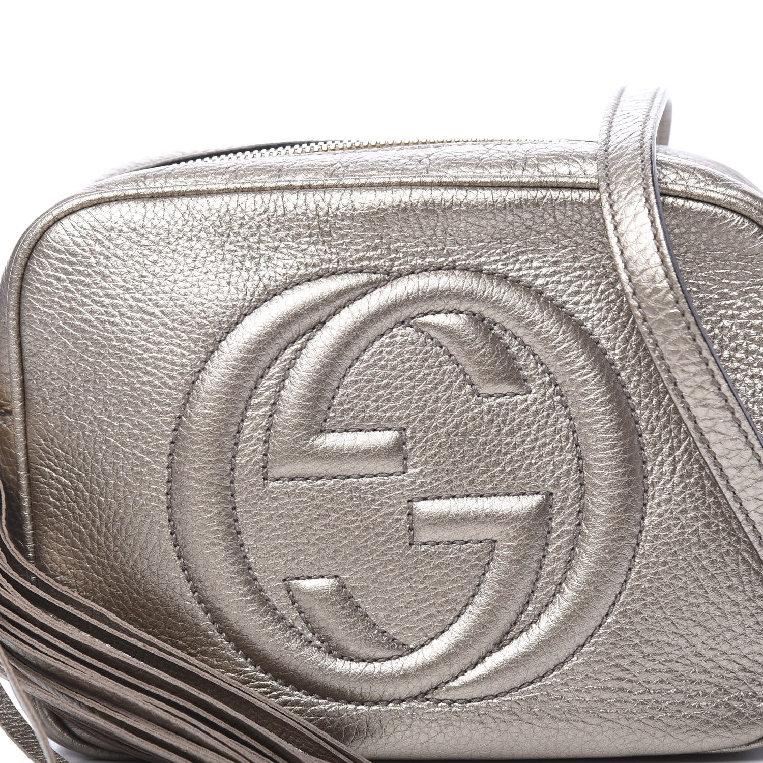 Gucci Metallic Pebbled Calfskin Small Soho Disco Bag Golden Beige 12 of 12