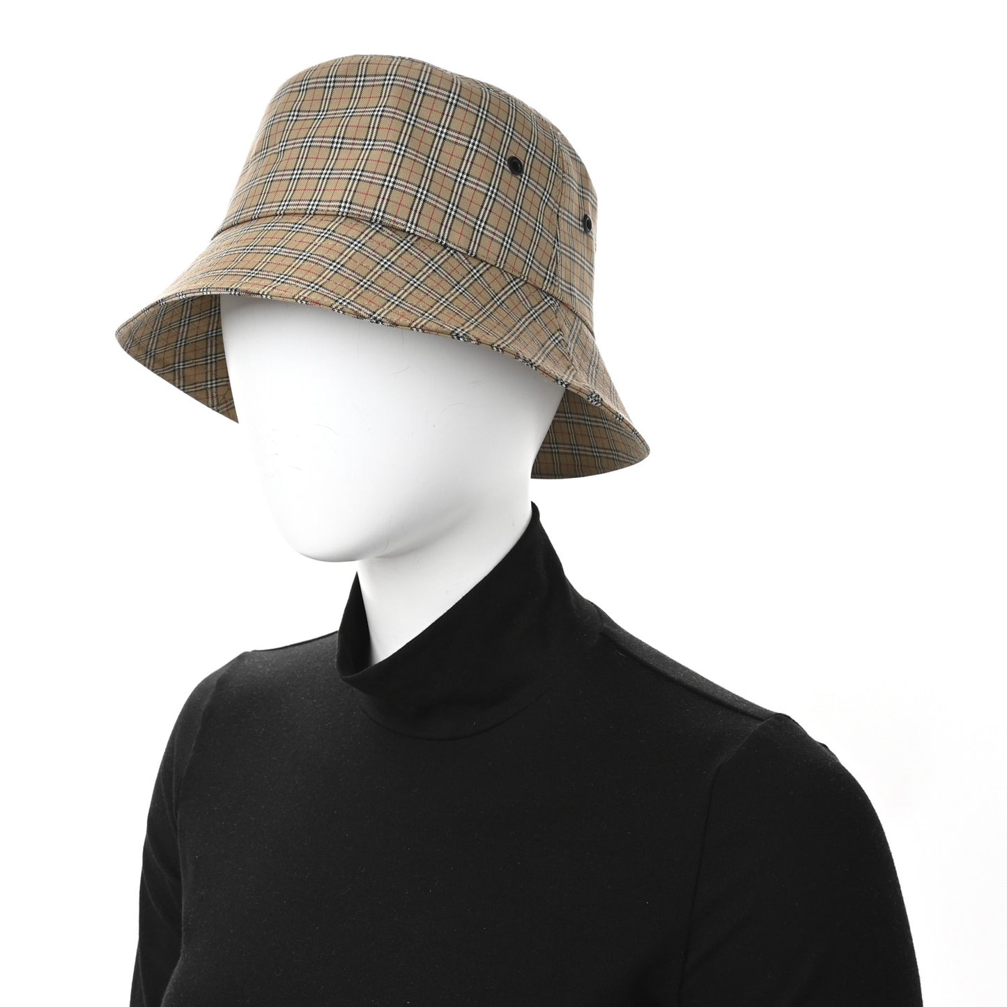 Technical Cotton Micro Check Bucket Hat L Archive Beige