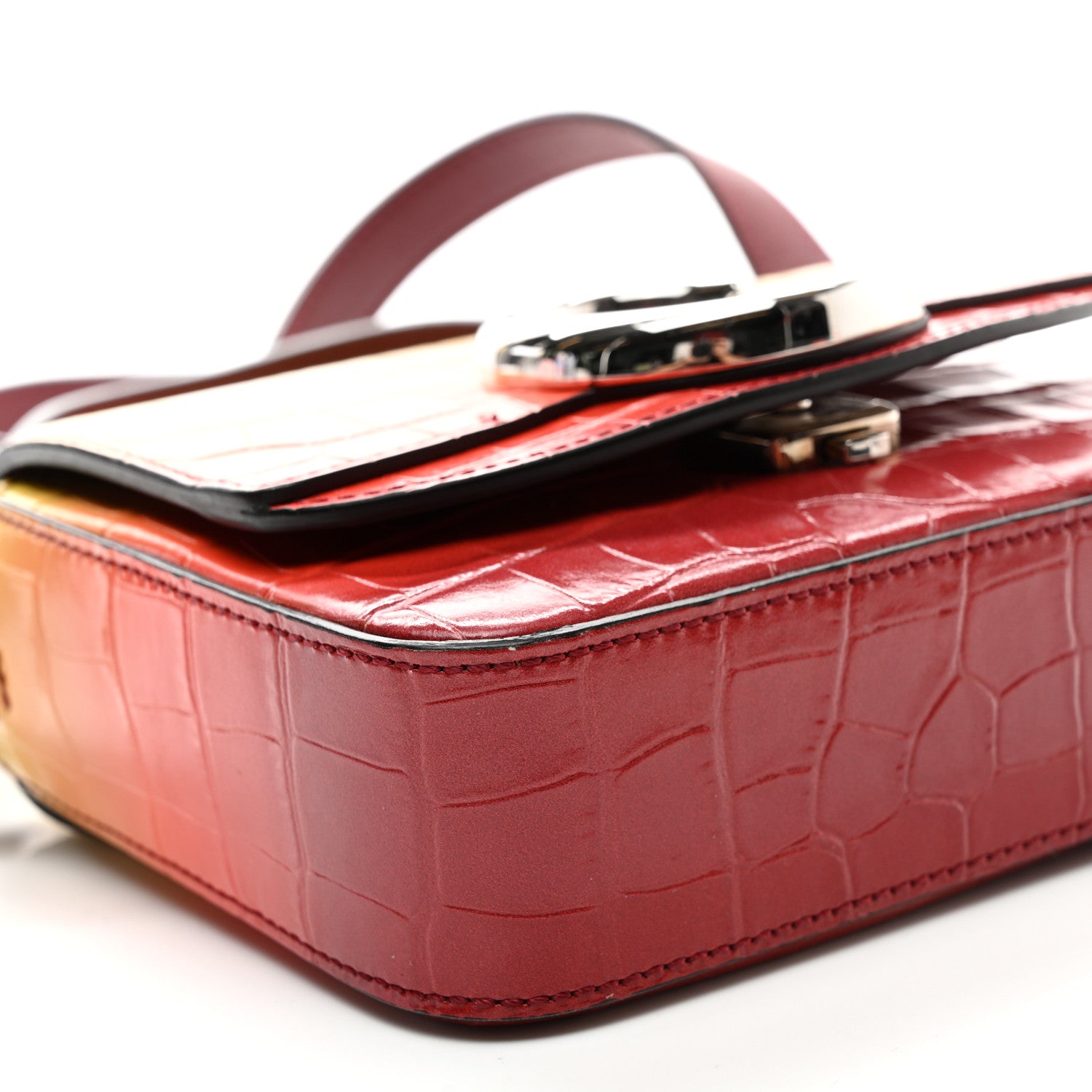 Chloe Calfskin Crocodile Embossed Mini C Double Carry Ombre Yellow 8 of 9