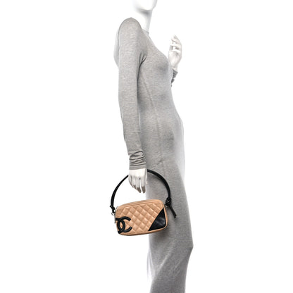 Chanel Calfskin Quilted Cambon Pochette Beige Black 2 of 10