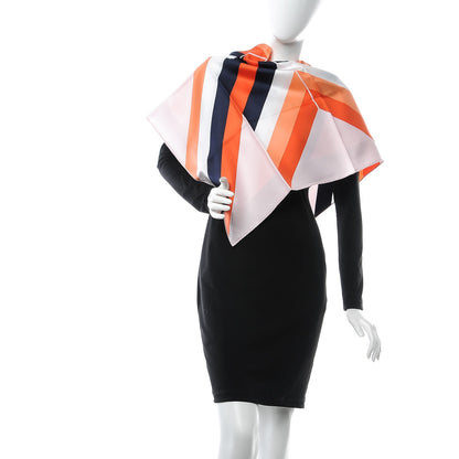 Hermes Silk Centered Rhyme de Elaine Lustig Cohen Scarf 90 Rose Pale Orange Marine 2 of 5