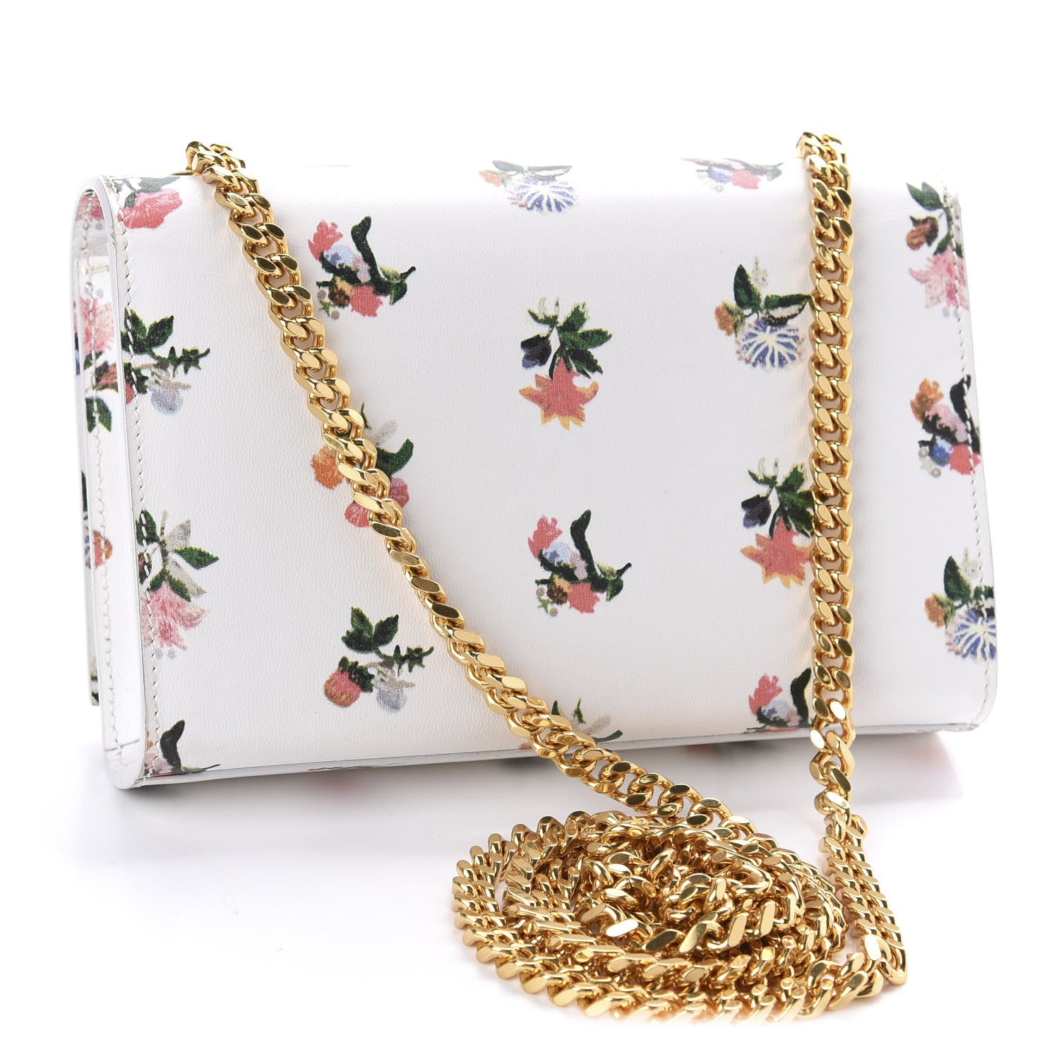 Saint Laurent Calfskin Prairie Flower Printed Small Classic Monogram Kate Satchel White 3 of 10