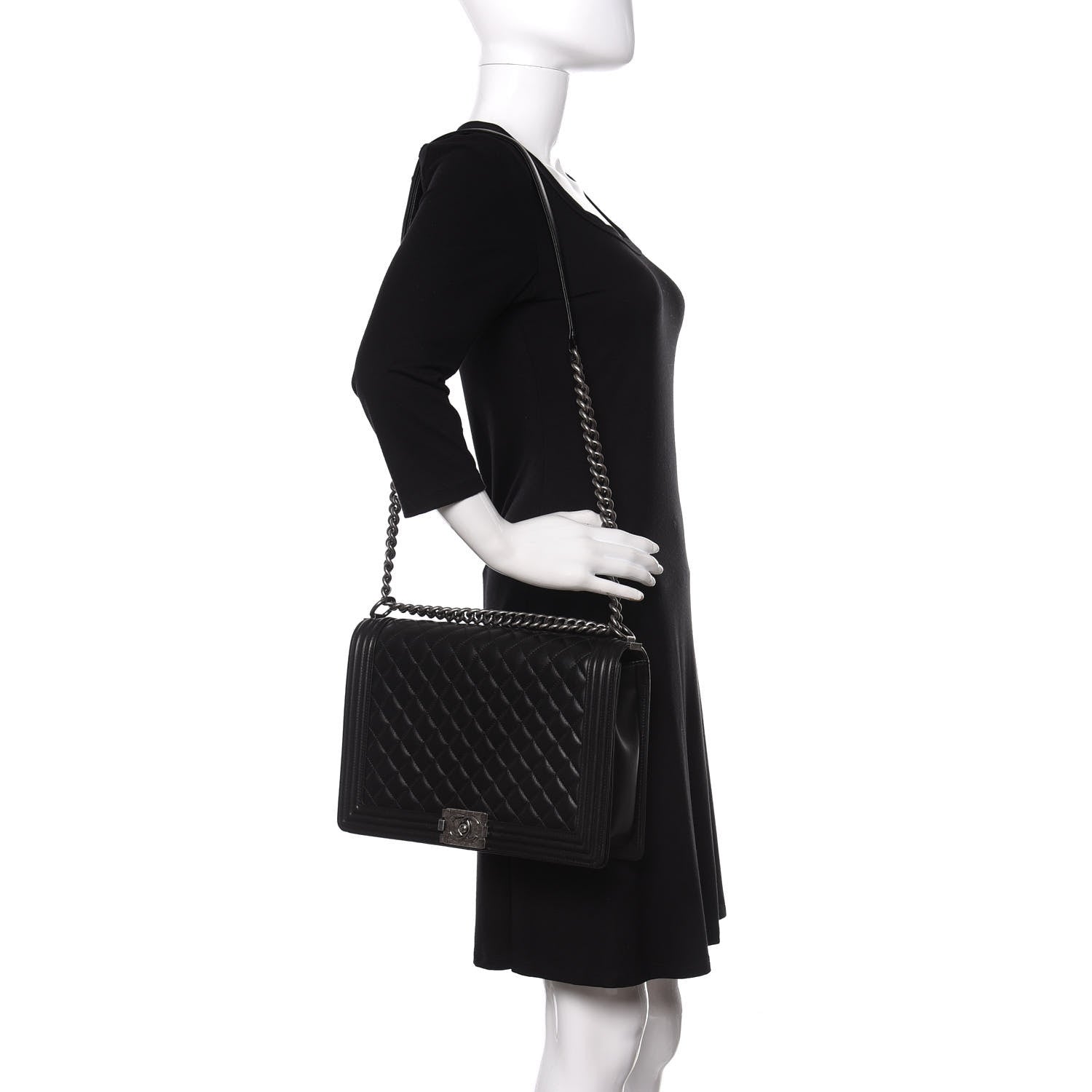 Chanel Lambskin Quilted Large Boy Flap Black 2 of 11