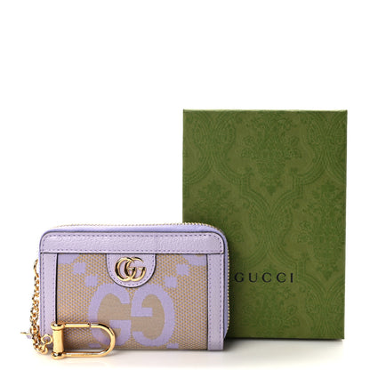 Gucci Monogram Jumbo GG Textured Dollar Calfskin Ophidia Key Card Case Beige Lapis 7 of 7