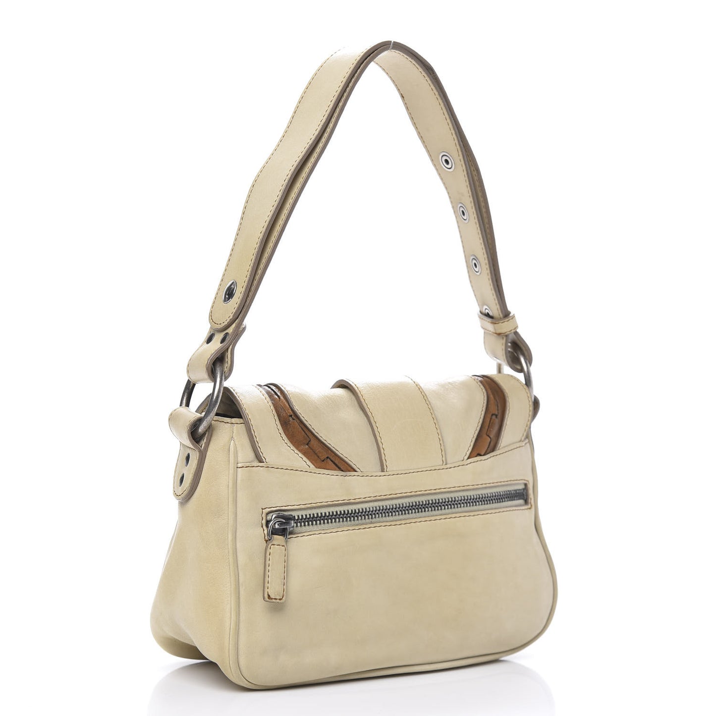 Calfskin Gaucho Double Saddle Bag Ivory