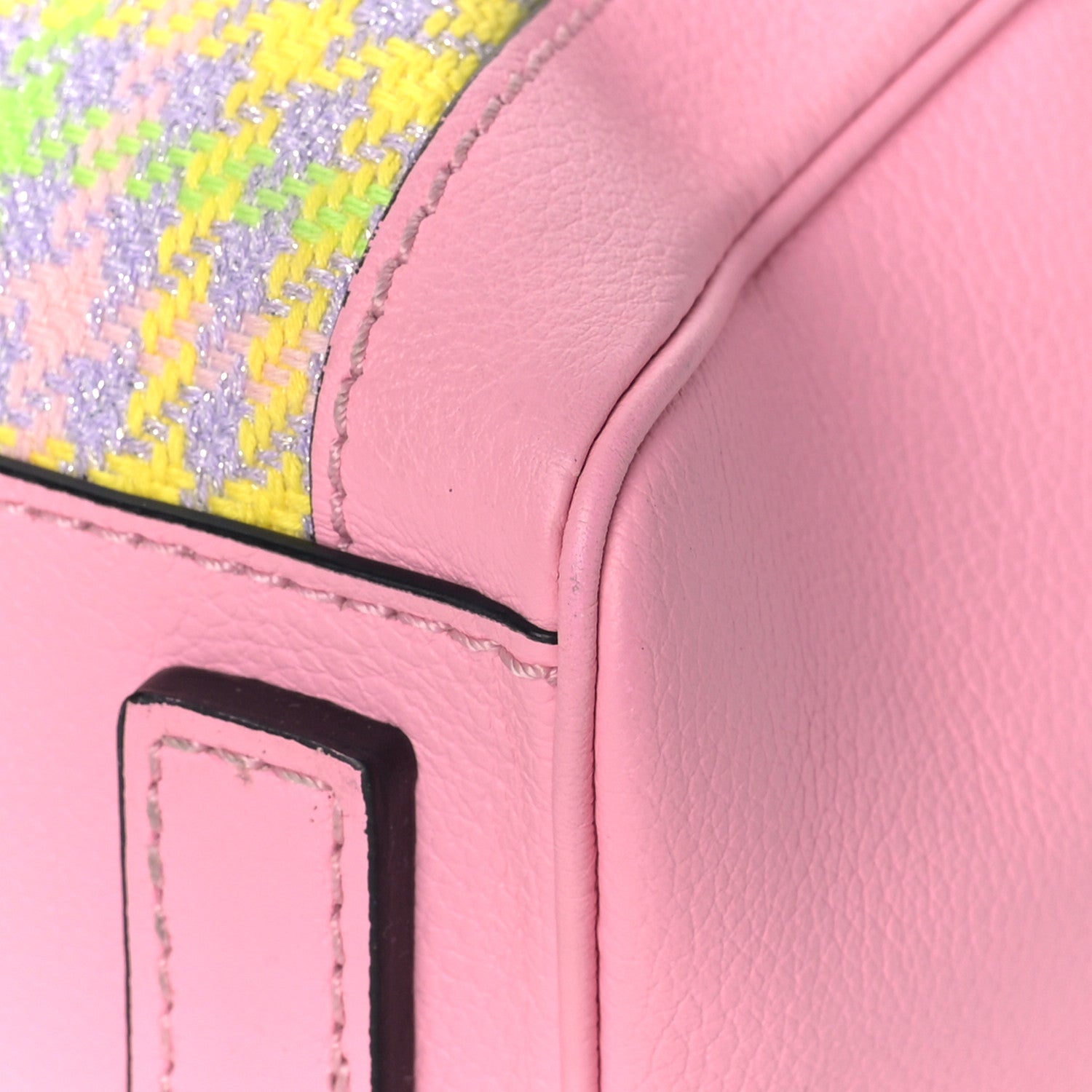 Versace Calfskin Tweed Medusa Small Top Handle Handbag Baby Pink Pineapple 8 of 8
