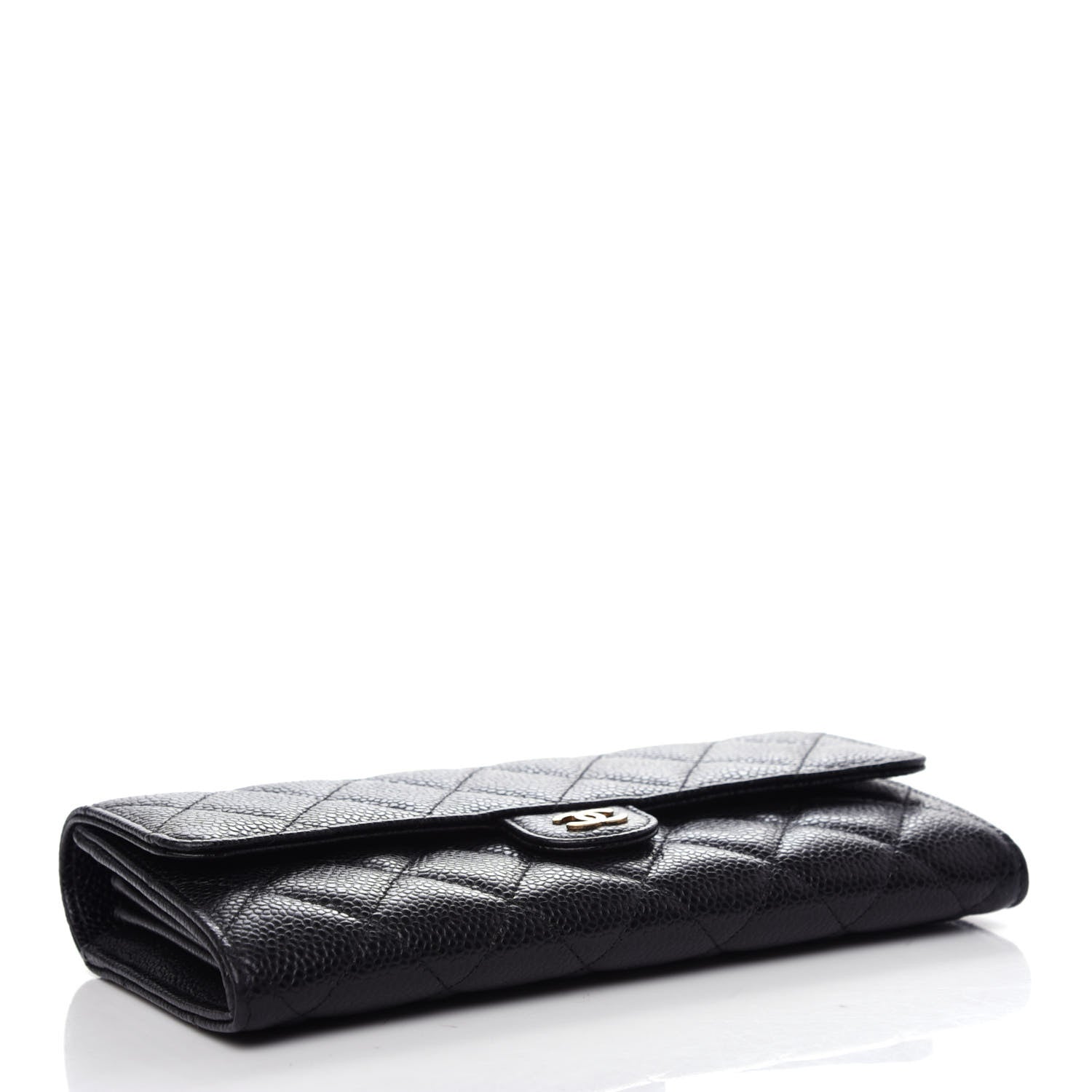 Chanel Caviar Quilted Large Gusset Flap Wallet Black 4 of 9