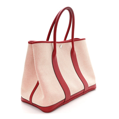 Hermes Twill H Negonda Garden Party Tote 36 MM Ecru Rouge Piment 3 of 12