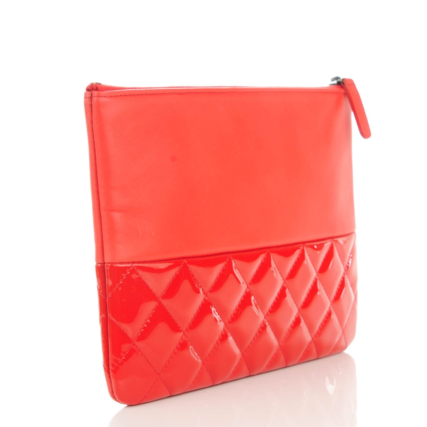 Chanel Lambskin Patent Quilted Medium Cosmetic Case Red 3 of 7