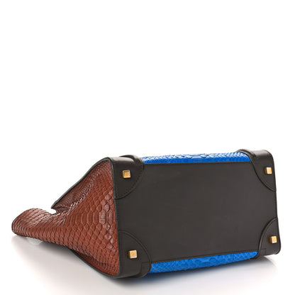 Celine Python Mini Tri-Color Luggage Cobalt 4 of 9