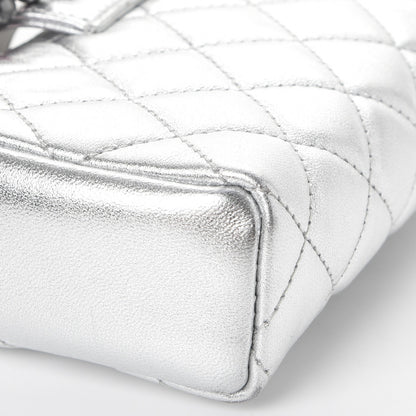 Chanel Metallic Lambskin Quilted Pearl Chain Mini Love Symbols Bag Silver 9 of 13