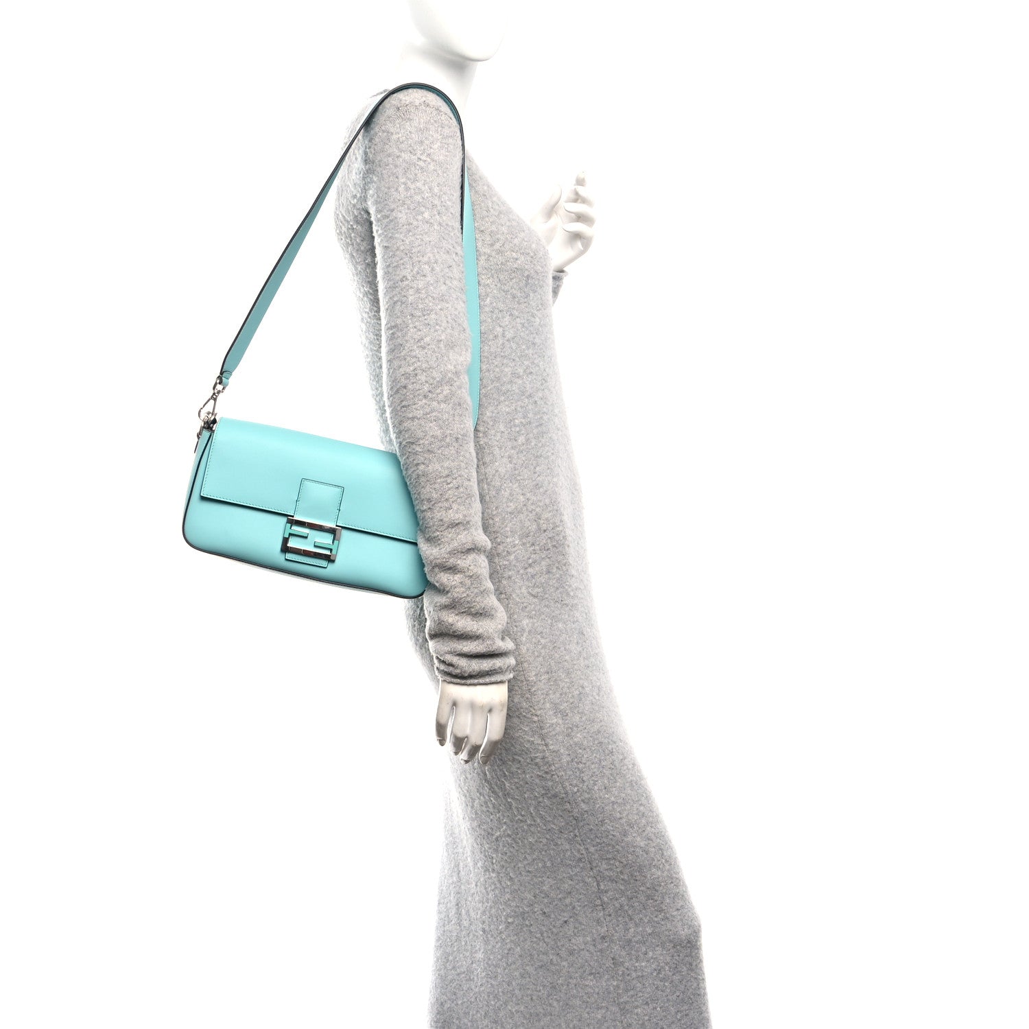 Fendi X TIFFANY Nappa Silver Baguette Blue Tiffany Silver 2 of 14