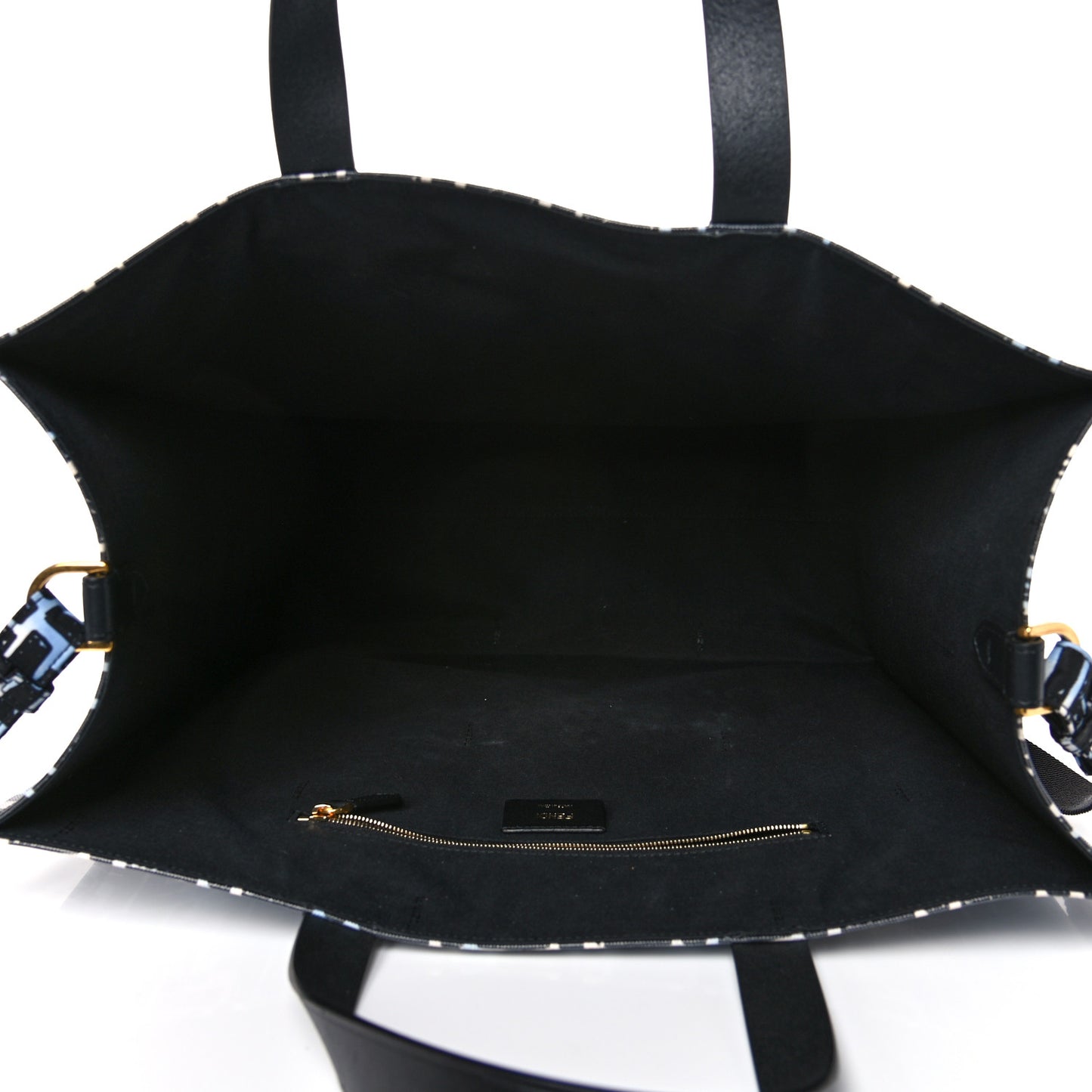 X JOSHUA VIDES Coated Canvas FF Cloudy Shopping Tote White Celeste Black