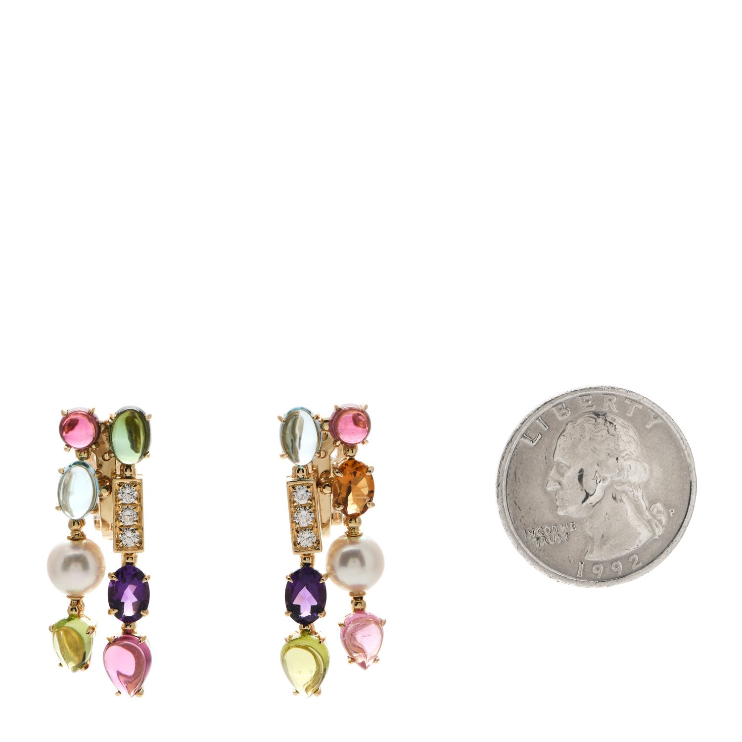 Bulgari 18K Yellow Gold Multi Gemstone Allegra Earrings 2 of 5