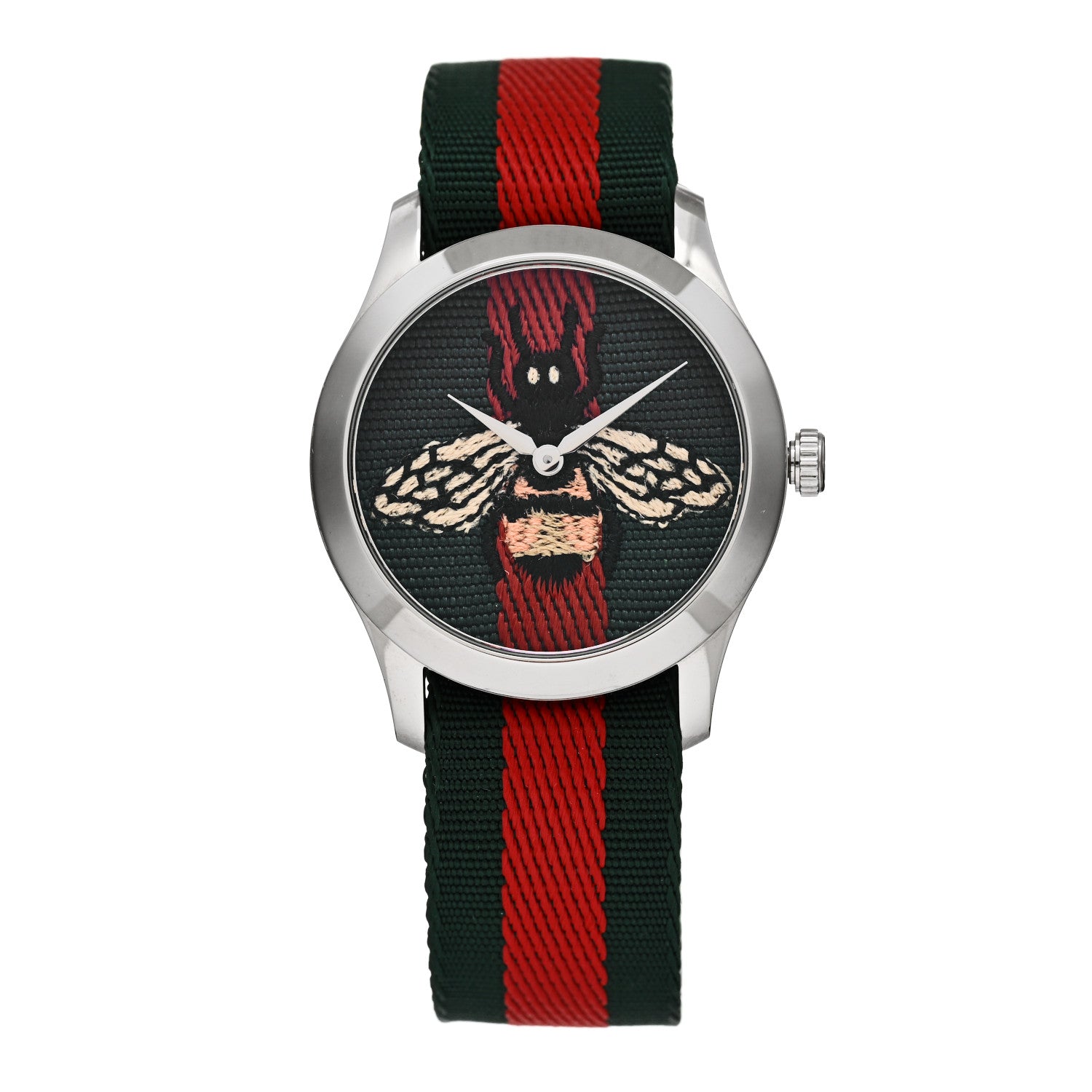 Gucci Stainless Steel Nylon 38mm Le Marche Des Merveilles Bee Quartz Watch Green 1 of 4