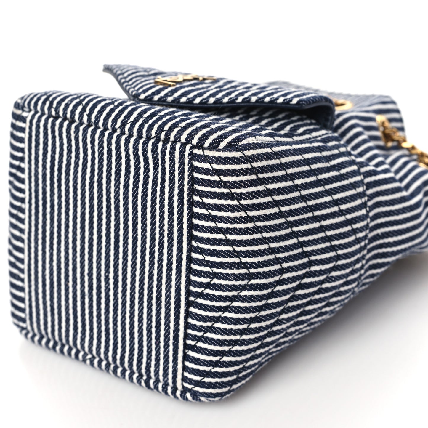 Canvas Striped Nano Joe Bucket Bag Deep Marine Cream