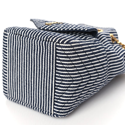 Saint Laurent Canvas Striped Nano Joe Bucket Bag Deep Marine Cream 9 of 10