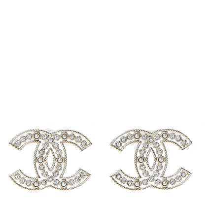 Chanel Pearl Crystal Sparkling Pearls CC Earrings Light Gold 1 of 5