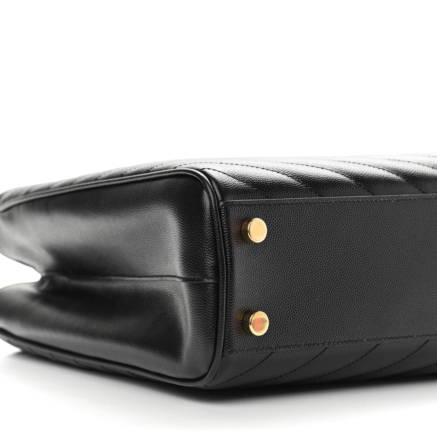 Saint Laurent Grain De Poudre Matelasse Chevron Monogram Shopping Bag Black 9 of 10
