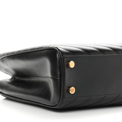 Saint Laurent Grain De Poudre Matelasse Chevron Monogram Shopping Bag Black 9 of 10