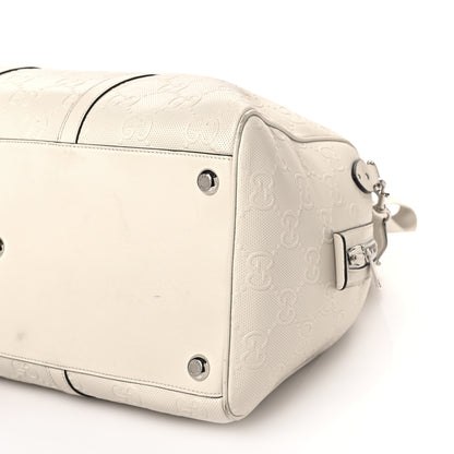 Gucci Calfskin GG Tennis Embossed Duffle Bag Mystic White 8 of 11