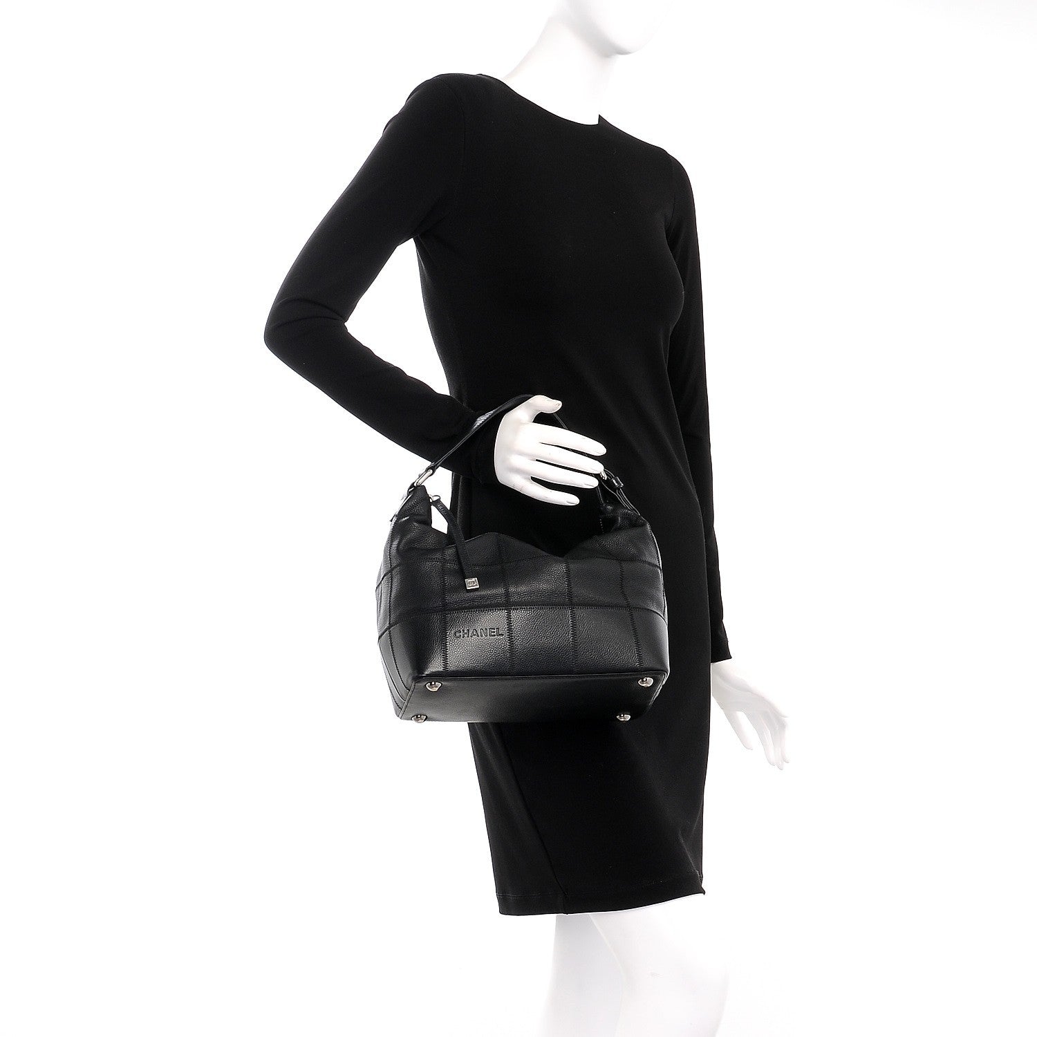 Chanel Caviar Square Stitched Hobo Black 2 of 7