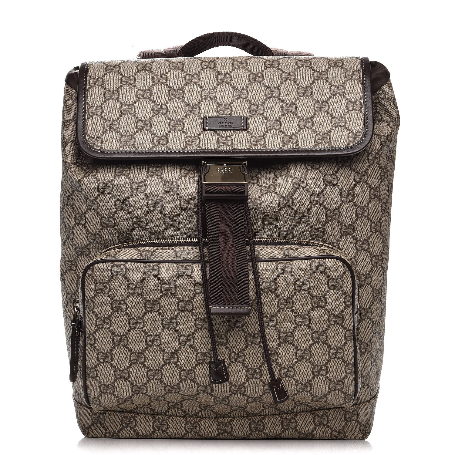 Gucci GG Supreme Monogram Medium Single Buckle Rucksack Backpack Beige Ebony Brown 1 of 7