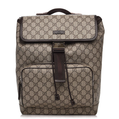 Gucci GG Supreme Monogram Medium Single Buckle Rucksack Backpack Beige Ebony Brown 1 of 7
