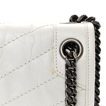 Saint Laurent Crinkled Calfskin Matelasse Monogram Medium Niki Chain Satchel Dirty White 13 of 16