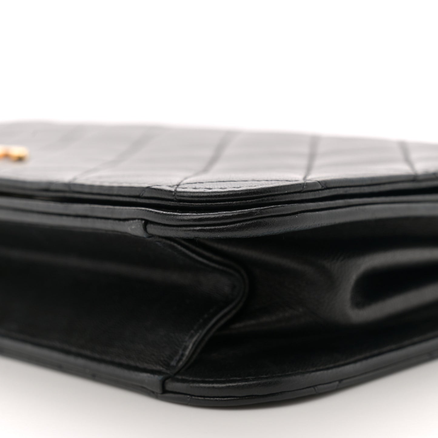 Lambskin Quilted Small Single Flap Black