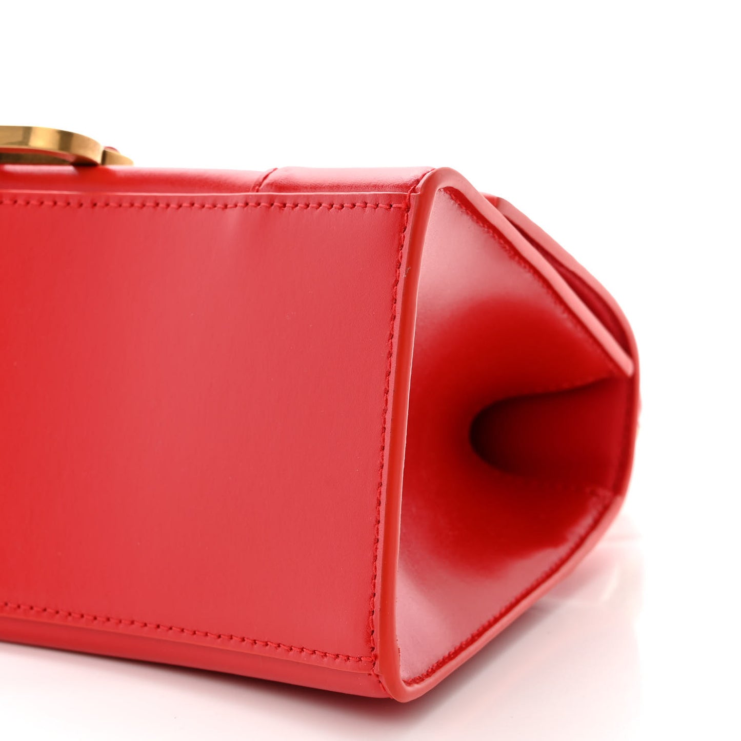 Shiny Box Calfskin Small Hourglass Top Handle Bag Bright Red