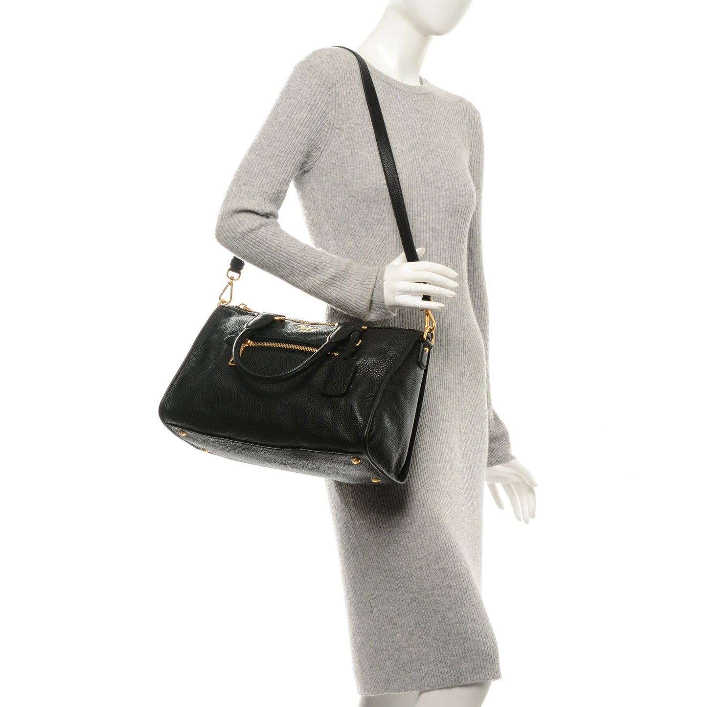Vitello Daino Shopping Satchel Black