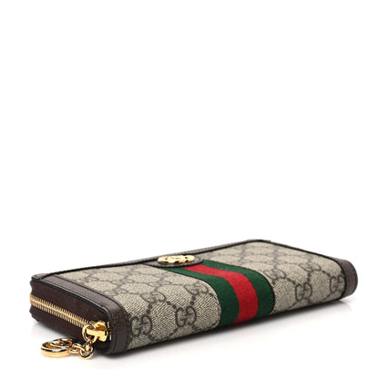 Gucci GG Supreme Monogram Web Ophidia Zip Around Wallet Brown 4 of 7