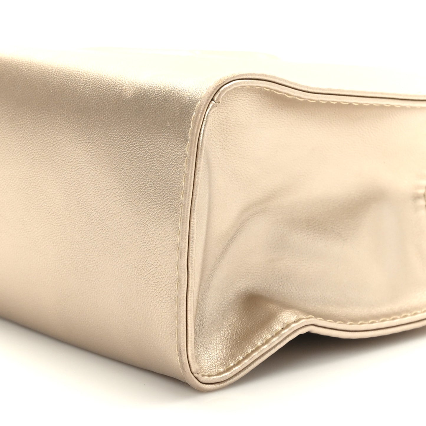 Metallic Vegan Leather Small Shopping Bag Gold