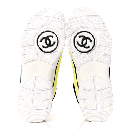 Chanel Lycra Fabric CC Sneakers 40 Yellow 5 of 9