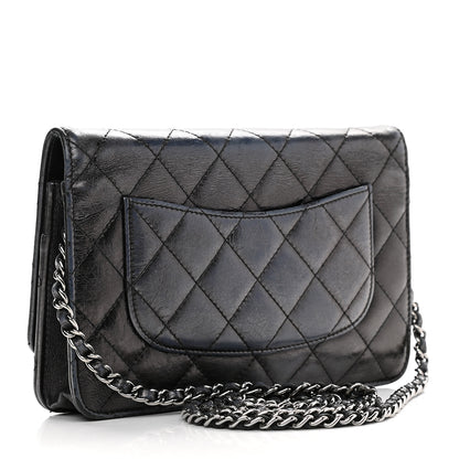Chanel Metallic Aged Calfskin Quilted Reissue Wallet On Chain WOC Black 2 of 11