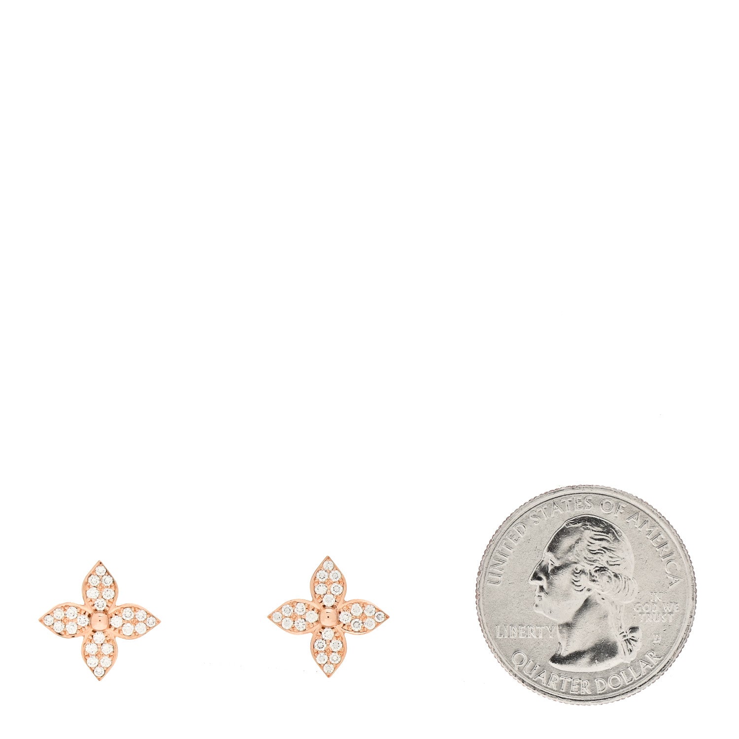 Louis Vuitton 18K Pink Gold Diamond Star Blossom Stud Earrings 2 of 4