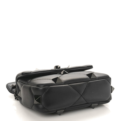 Valentino Garavani Nappa Monochrome Small Roman Stud Shoulder Bag Black 4 of 9
