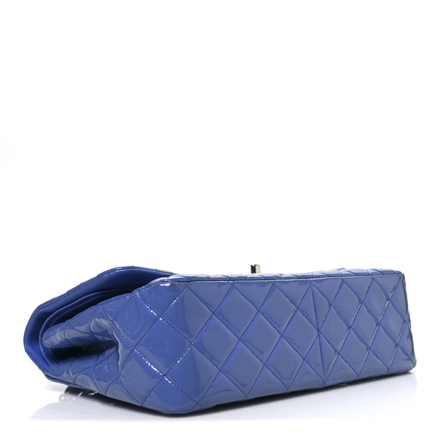 Chanel Patent Calfskin Quilted Jumbo Double Flap Blue 4 of 10