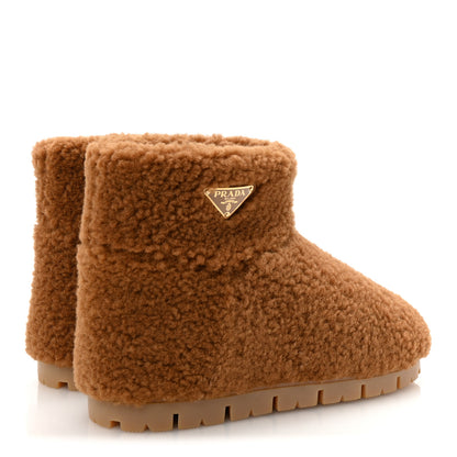 Prada Shearling Ankle Boots 36.5 Caramel 5 of 10