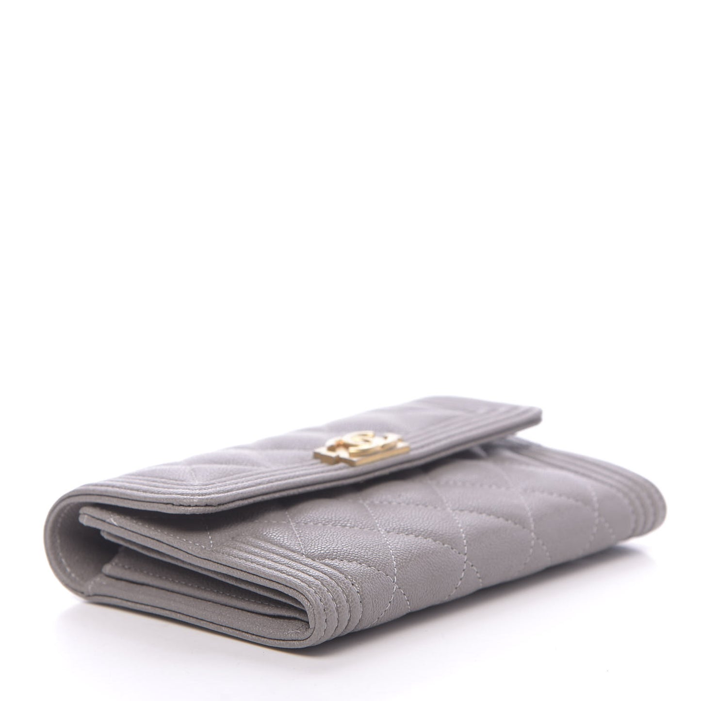 Caviar Quilted Medium Boy Flap Wallet Grey