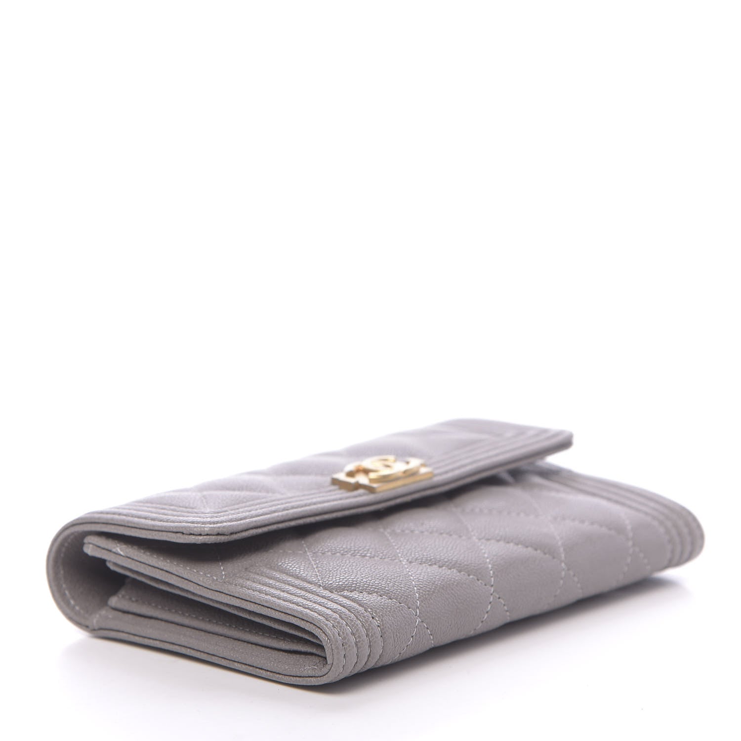 Chanel Caviar Quilted Medium Boy Flap Wallet Grey 4 of 9
