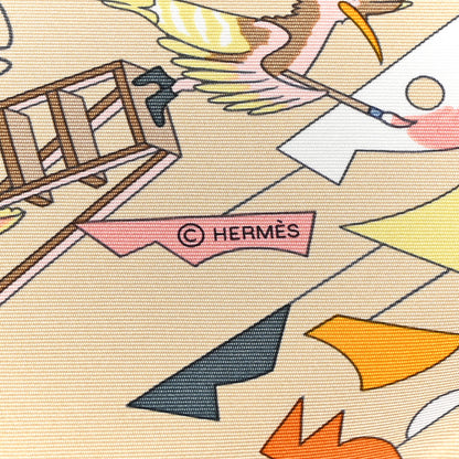 Hermes Silk Academia Hippica Scarf 90 Bleu Glacier Sable Bouton d'or 2 of 4