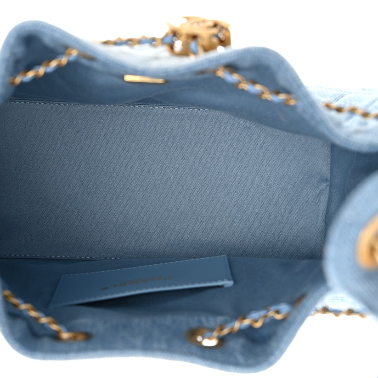 Washed Denim Quilted Small Chanel 25 Handbag Blue
