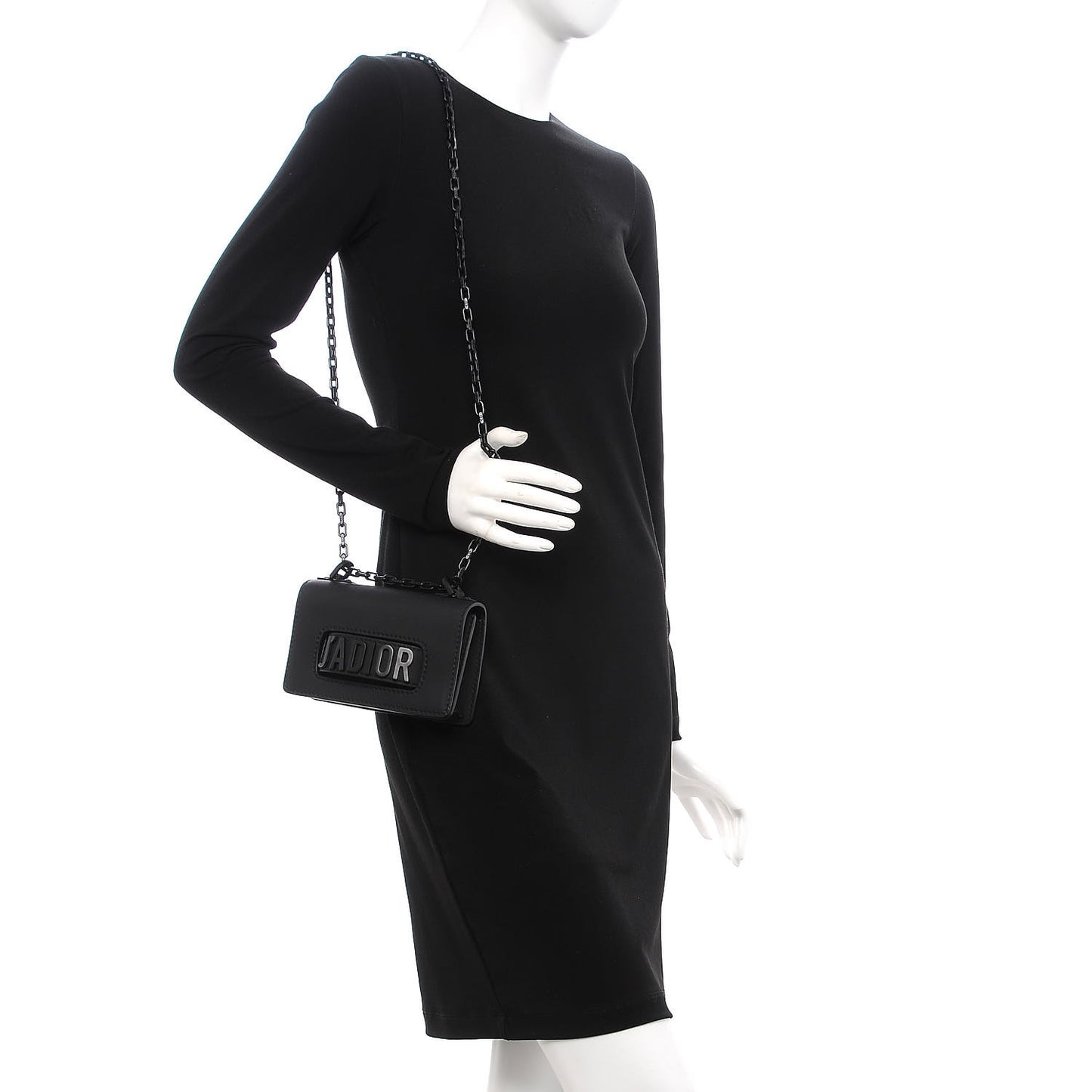 Ultra Matte Calfskin J'Adior Chain Flap Bag Black
