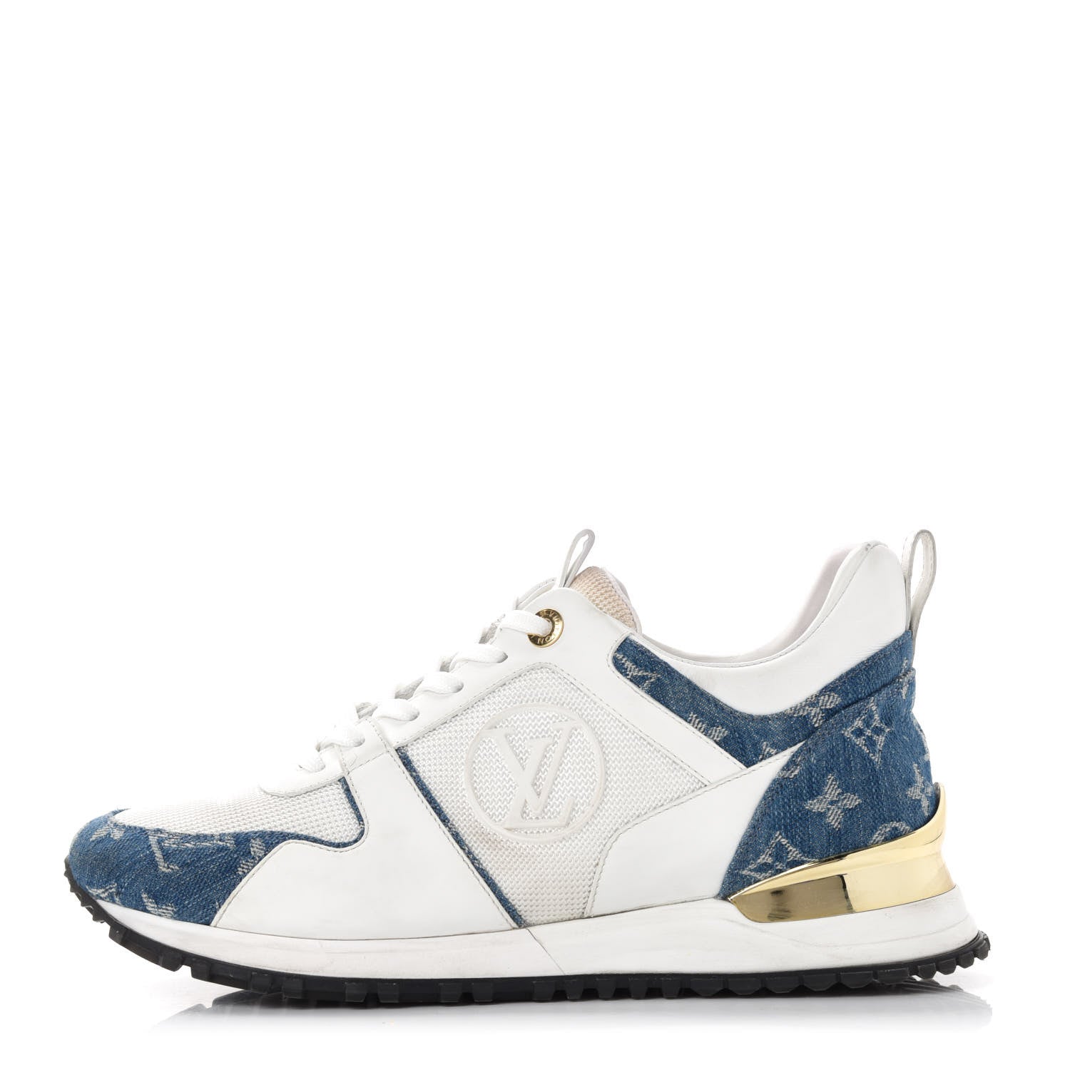 Louis Vuitton Calfskin Monogram Denim Run Away Sneakers 38.5 White 1 of 10