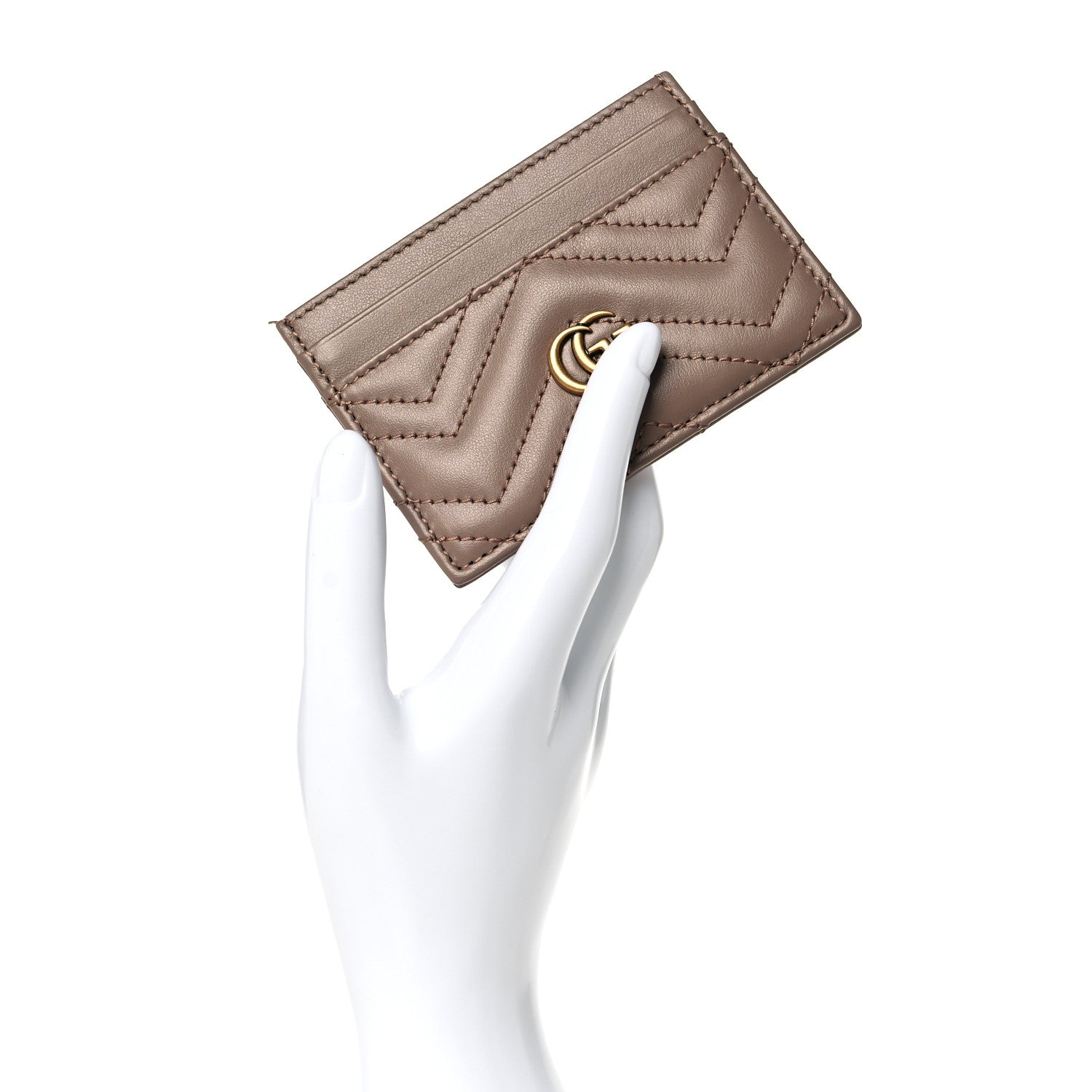 Gucci Calfskin Matelasse GG Marmont Card Holder Porcelain Rose 2 of 7